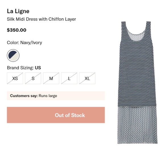 La Ligne Silk Midi Dress with Chiffon Layer - NEW - Picture 5 of 10